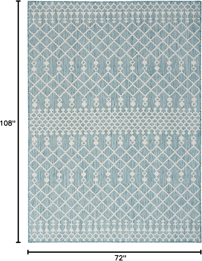 Nourison Home Positano Aqua 6' x 9' Area Rug - Easy Clean, Non Shedding, Bed Room, Living Room, Dining Room, Kitchen (6' x 9')
