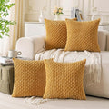 Set of 4 Mustard Yellow Decorative Throw Pillow Covers 20x20 Inch Corduroy Pillow Covers for Bed Couch Sofa Living Room Soft Square Cushion Cases