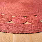 SAFAVIEH Area Rug 6' Round - Natural Fiber Collection - Rust, Handmade Jute, Boho Farmhouse Braided Design (NF364P)