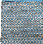 Jute Cotton Diamond Woven Rag Rug 2x3 Feet - Teal Natural, Reversible Small Soft Floor Décor Area Rugs Ideal for Entryway, Kitchen, Laundry Room | Boho Farmhouse Accent Sturdy Door Mat for Bedroom