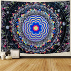 Amonercvita Blacklight Tapestry Trippy Mandala Tapestries UV Reactive Galaxy Stars Tapestry Psychedelic Neon Tapestries Wall Hanging Hippie Black Light Poster for Bedroom