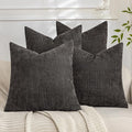 Set of 4 Soft Textured Decorative Throw Pillow Covers 18x18 Inch Cozy Farmhouse Cushion Cover Square Accent Pillow Cases for Bed Couch Sofa Living Room, Dark Grey