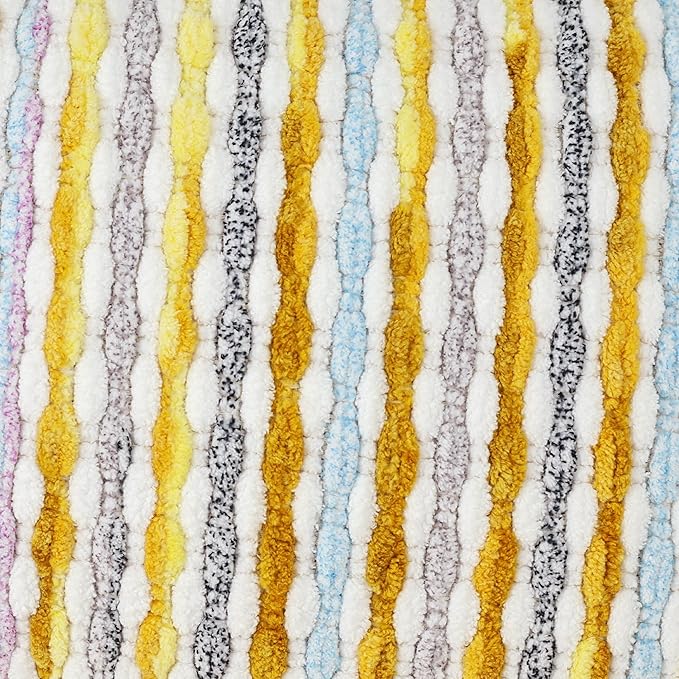 Boho Chenille Striped Pillow Cover 12x20 Inch, Decorative Lumbar Pillow Cover for Couch Bed Sofa Living Room Bedroom Farmhouse Modern Home Decor Accent Pillowcases Set of 2, Yellow White