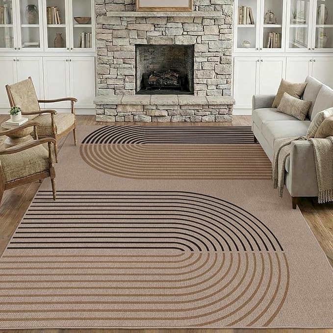 GarveeHome Modern Rainbow 8x10 Easy Jute Area Rug for Living Room -Farmhouse Indoor/Outdoor Carpet, Non-Slip & Non Shedding for Bedroom, Dining Room, Office, Backyard Patio