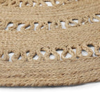 · REDEARTH · Round Area Rug - 5 Feet Braided Scalloped Earthy Trails Jute Rug- Artisan Made Boho Jute Patterned Rugs for Bedroom, Kitchen, Living Room, Farmhouse, Aesthetic, Handmade Vintage Décor