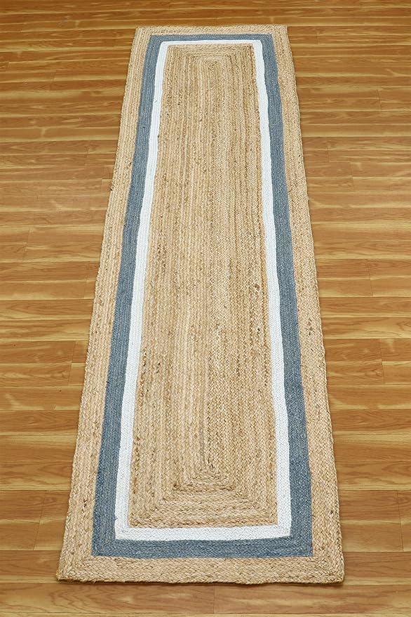 Heavy Material Hand Braided Jute Rug 3x20 Kilim Runner Natural Jute Beige Multi Hand Woven Rug Flatweave Runner Indoor Outdoor Rugs for Bedside Corridor Kitchen Balcony