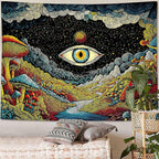 Yeoiat Tapestry Mystical Mushroom Tapestries Cosmic Valley Gaze Wall Hanging Bohemian Fantasy Bedroom Dormitory Decoration 90"x70"