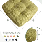 HIGOGOGO 8" Extra Thick Floor Pillow Cushion for Adults, Meditation Cushion Pillow, Large Square Floor Sitting, Tufted Corduroy Cover, for Tatami Living Room or Yoga, 22x22 Inch, Green