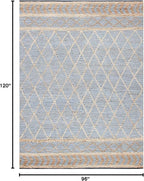 SAFAVIEH Area Rug 8x10 - Natural Fiber Collection - Large - Natural & Blue, Handmade Jute, Boho Moroccan Trellis Pattern, Ideal for Living Room, Bedroom, Dining Space (NF955N)