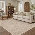 Brown 5x7 Area Rug Washable Vintage Living Room Carpet Bedroom Indoor Non Slip Soft Low Pile Thin Stain Resistant Distressed Accent Throw Rug for Dining Office Nursery