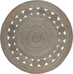 SAFAVIEH Area Rug 6' Round - Natural Fiber Collection - Grey, Handmade Jute, Boho Farmhouse Braided Design (NF364C)