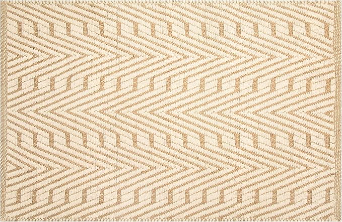 Jute Cotton Geomatric Area Rug 2x3 Feet - Natural White, Farmhouse Decorative Soft Hand Woven Door Mats Ideal Entryway, Kitchen, Kids Room | Accent Reversible Patio Rugs for Bedroom Décor