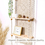 Macrame Wall Hanging Shelf (Tier 2, Natural White)