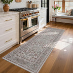 GarveeHome Runner Rugs 2x6 Kitchen Runner Rug Non Slip Washable Runners for Hallways, Boho Vintage Rugs with Rubber Backing Low-Pile Indoor Carpet for Entryway Bedroom Beige Pink