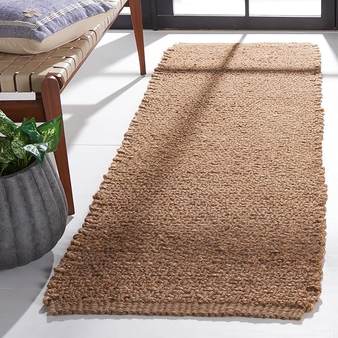 SAFAVIEH Natural Fiber Collection Runner Rug - 2'3" x 13', Natural, Handmade Farmhouse Fringe Jute, Ideal for High Traffic Areas in Living Room, Bedroom (NF731A)