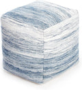 Anji Mountain Pouf Ottoman Foot Rest, Handmade Ottoman Pouf, Comfortable Foot Stool, Decorative Floor Seating for Living Room Decor, Bedroom & Home Décor Accent - Denim Sky
