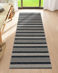 Lahome Elance Striped Easy Jute Runner, 2x6 Kitchen Runner Rug Non Slip Washable Outdoor Rug for Entryway Indoor, Farmhouse Indoor Outdoor Black Carpet for Hallway 6ft Entry Front Door