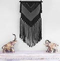 Livalaya Boho Black Macrame Woven Wall Hanging - Black 16 in x 36 in Modern Bohemian Tapestry wall Art Decor for House, Apartment, Dorm, Bedroom, Nursery, Party Decorations, Wedding, Wall Ornament