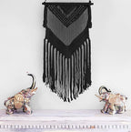 Livalaya Boho Black Macrame Woven Wall Hanging - Black 16 in x 36 in Modern Bohemian Tapestry wall Art Decor for House, Apartment, Dorm, Bedroom, Nursery, Party Decorations, Wedding, Wall Ornament