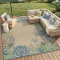 LIVEBOX Modern Easy Jute Outdoor Rug 8x10, Washable Rugs for Living Room Indoor Outdoor Non Slip Large Patio Coastal Animal Farmhouse Area Rugs, Carpet for Backyard Office Decor(Olive 8'x10')