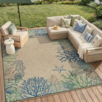 LIVEBOX Modern Easy Jute Outdoor Rug 8x10, Washable Rugs for Living Room Indoor Outdoor Non Slip Large Patio Coastal Animal Farmhouse Area Rugs, Carpet for Backyard Office Decor(Olive 8'x10')