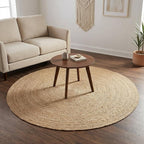 · REDEARTH · Round Area Rug - 5 Feet Braided Natural Jute Rug- Artisan Made Reversible Boho Jute Rugs for Bedroom - Kitchen - Living Room - Farmhouse - Home Decor - Handmade Rustic Vintage Décor