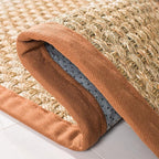 SAFAVIEH Natural Fiber Collection Runner Rug - 2'6" x 20', Natural & Brown, Seagrass, Basketweave Pattern with Border (NF114B)
