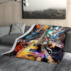aportt Music Guitar Blanket Soft Flannel Lightweight Rock Instrument Throw Blanket Cozy Warm Blankets All Seasons Living Room Decor for Music Lover Use On Sofa Couch Bed Office 60x80 inch