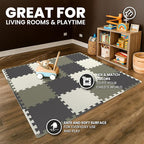 bemaxx Gym Mats Set - 18 pcs EVA Interlocking Foam Floor Tiles (12.6"x12.6"x0.4") 18sqft Protective Gym Flooring Sports Home Workout Exercise Mats Puzzle Garage Fitness Play-Room Pool Treadmill Bike