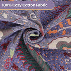 Boho Fall Throw Blanket for Bed Purple Flowers，100% Ultra Cotton Soft Breathable Bed Throw Floral Printed Farmhouse Decor Rustic Bed Throws for Couch Sofa Quilt 80" x 90"