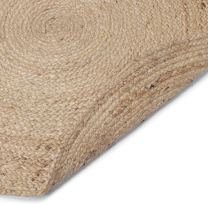 · REDEARTH · Round Area Rug - 4 Feet Braided Natural Jute with Non-Skid Backing - Handwoven Boho Rug for Bedroom, Kitchen, Living Room Aesthetic Home Decor - Durable Handmade Rug, Set of 2, Set of 2