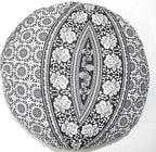 INDIAN CRAFT CASTLE ICC Black Elephant Mandala Barmeri Large Floor Pillow Cover Cushion Meditation Seating Ottoman Throw Cover Hippie Decorative Zipped Bohemian Pouf Ottoman Cases 16" Round