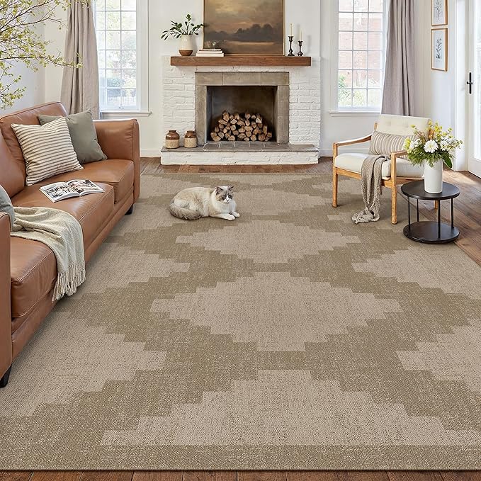 6x9 Easy Jute Outdoor Patio Rug Washable Brown Neutral Large Area Rug for Living Room Lightweight Non Slip No Sheding Carpet Balcony Farmhouse Bedroom Backyard Dining Room Deck