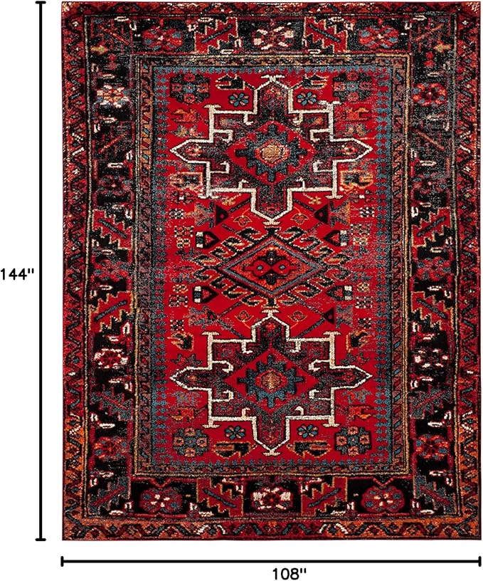 SAFAVIEH Area Rug 9x12 - Vintage Hamadan Collection - Large - Red & Multi, Traditional Persian Design, Non-Shedding & Easy to Clean, Ideal for Living Room, Bedroom, Dining Space (VTH211A)