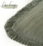 Foindtower Set of 2 Decorative Linen Fringe Throw Pillow Covers Cozy Farmhouse Boho Cushion Cover with Tassels Soft Accent Pillowcase for Couch Sofa Bed Living Room Home Decor 20×20 Inch Olive Green