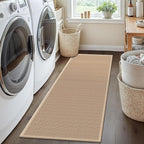 6ft Natural Jute Hallway Runner Rug Non Slip Washable, Rubber Backed Long Khaki Indoor Entryway Runner, Absorbent Kitchen Carpet Sink Rug