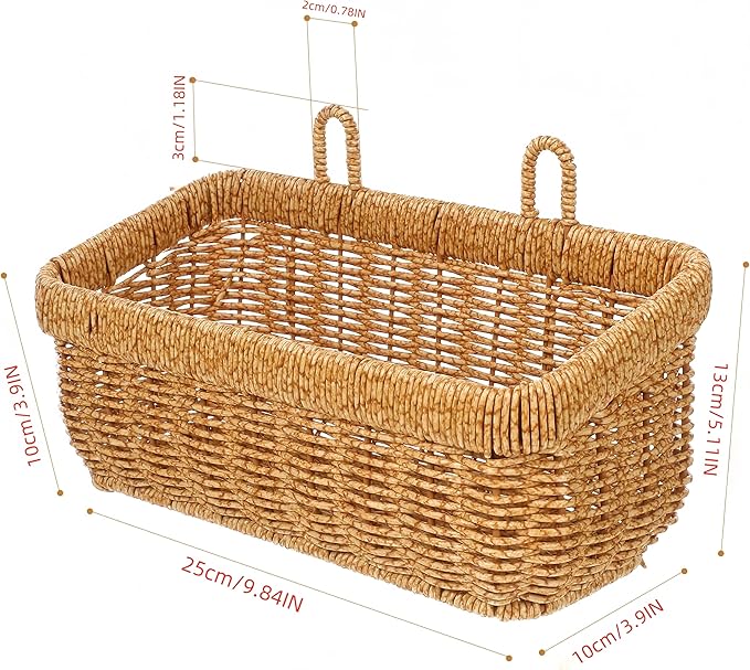 11 inches Wall Hanging Baskets Woven Basket Boho Style Fruit Basket Storage Baskets for Organizing Home Kitchen Garden Plants Hanging Decoration
