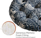 Codi Meditation Floor Pillow, Boho Pillows Seating for Adults and Kids, Large Cushion for Yoga Living Room Tatami Sitting, Memory Foam Added, 22x22 Inch Pack of 2, Round - Indigo Elephant