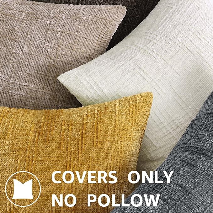 decorUhome Spring Cream White Chenille Euro Sham Throw Pillow Covers 26x26 Set of 2 Textured Soft Cozy Slubby Couch Pillow Covers Modern Farmhouse Boho Decorative Pillow Cases for Bed Sofa Living Room