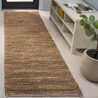 SAFAVIEH Natural Fiber Couture Collection Runner Rug - 2'3" x 8', Green & Natural, Handmade Jute, Ideal for Living Room, Hallway, Foyer, Bedroom (NFC101Y-28)