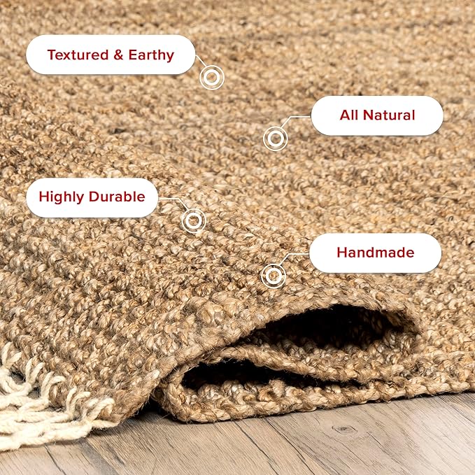 nuLOOM Raleigh Farmhouse Jute Tasseled Area Rug, 6x9, Natural