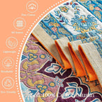 Boho Throw Blanket 100% Cotton Muslin Woven Blanket Bohemian Bed Throws Vintage Rustic Farmhouse Decor Reversible Bed Blanket Quilt for All Seasons（Yellow 80"x90"）