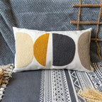 Boho Lumbar Decorative Pillow Cover, Abstract Geo Throw Pillowcase for Retro Mid Century Accent Decor, Modern Rectangle Textured Home Bed Couch Sofa Cushion Sham 12x20, 1PCS(Black Mustard)
