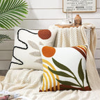 Merrycolor Boho Abstract Pillow Covers 18x18 Tufted Mid Century Modern Throw Pillows Textured Aesthetic Pillow Cases Bohemian Boho Pillows Decorative Throw Pillows Cover for Bed Couch Sofa