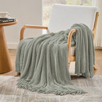 inhand Throw Blanket for Couch Bed,Chunky Chenille Woven Soft Blankets with Tassels,Cozy Boho Farmhouse Fall Winter Decor,Warm for Women,50"x60",Extra Thick-Light Grey