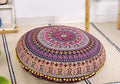Popular Handicrafts Floor Pillow Cushion Cover Hippie Elephant Mandala Cushion Cover Large Cotton Pouf Round Bohemian Yoga Decor, 32" Maroon
