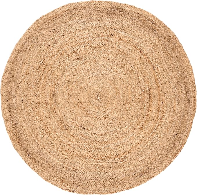 SAFAVIEH Natural Fiber Collection Area Rug - 3' Round, Natural, Handmade Boho Braided Jute, Ideal for High Traffic Areas in Living Room, Bedroom (NFB310A)