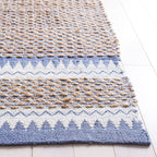 SAFAVIEH Natural Fiber Collection Area Rug - 9' x 12', Natural & Blue, Handmade Farmhouse Boho Coastal Rustic Jute, Ideal for High Traffic Areas in Living Room, Bedroom (NF874M)