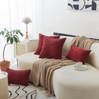 Home Brilliant Lumbar Throw Pillow Covers 12x20 inch 2 Pack Solid Striped Corduroy Dark Red Rectangle Pillow Cover for Sofa Couch Wedding Decorations, 12 x 20 inch, Burgundy