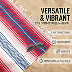 Hydration Nation Authentic Mexican Serape Blanket - Soft & Durable - Lightweight Falsa - Coral, 70"x50"
